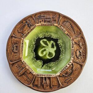 California City Tourist Art Pottery Souvenir Dish by Treasure Craft Center Green